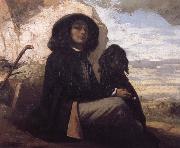 Gustave Courbet Self-Portratit with Black Dog Sweden oil painting artist
